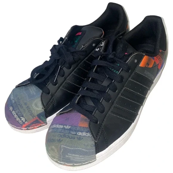 Adidas Originals Men's Superstar Low Top Logo Patchwork Sneakers Size 8